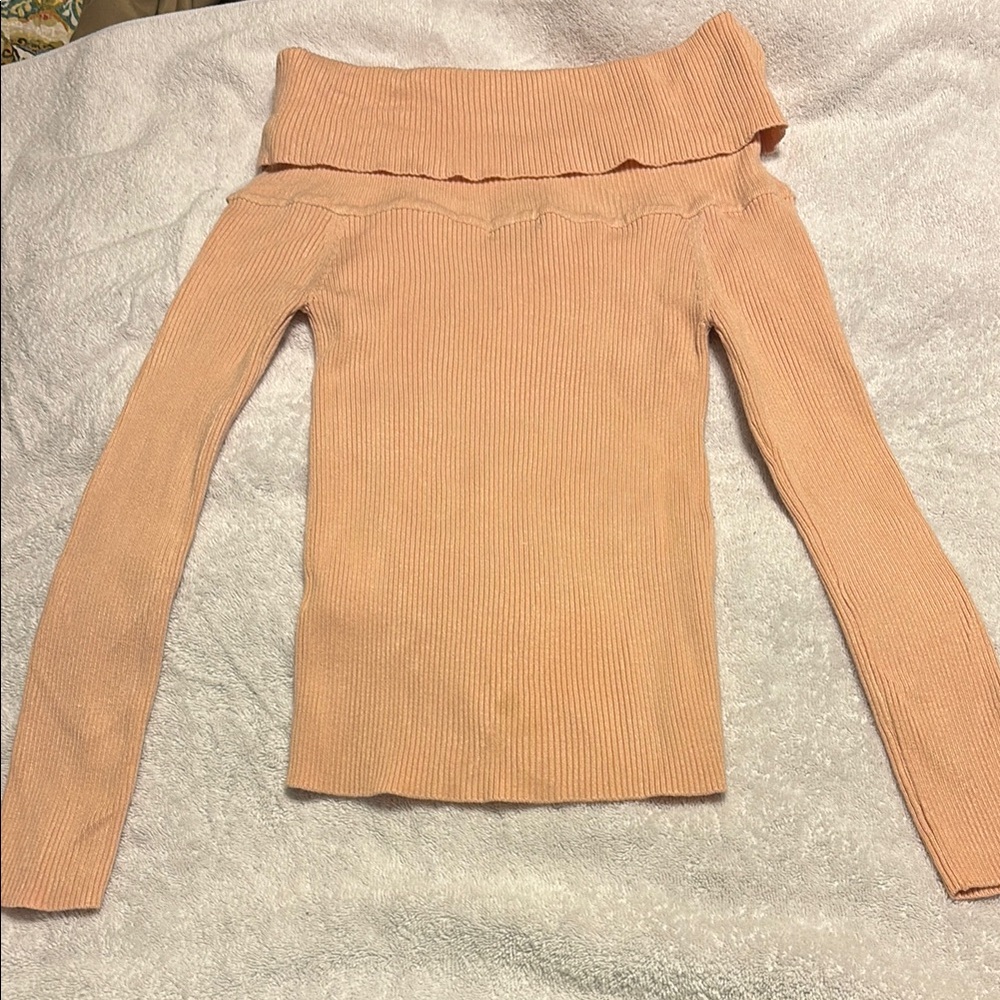 Chic Off-Shoulder Peach Sweater